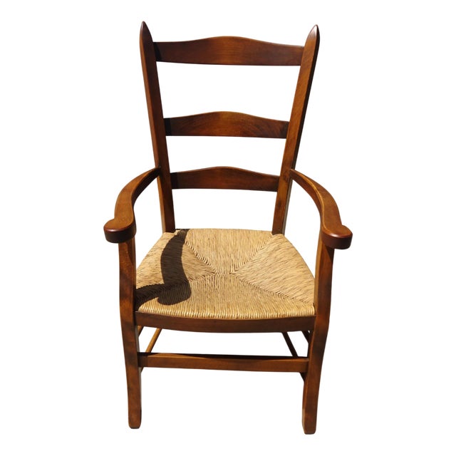 Wood and Straw Grandfathers Armchair, 1980s For Sale