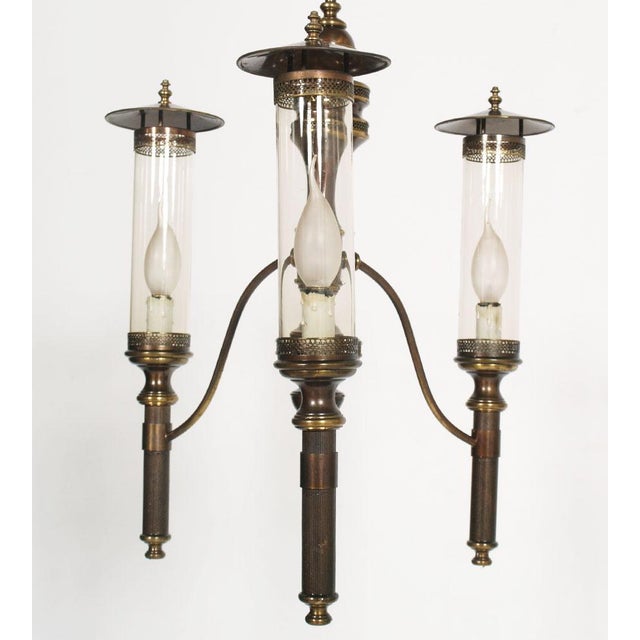 Art Deco Chandelier in Burnished Brass, 1940s For Sale - Image 4 of 9