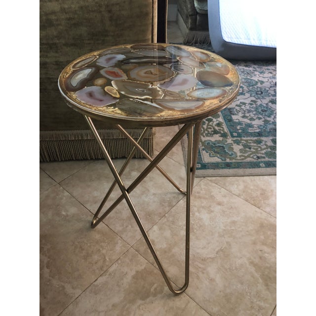2010s Regency Agate Slices Side Table For Sale - Image 5 of 5