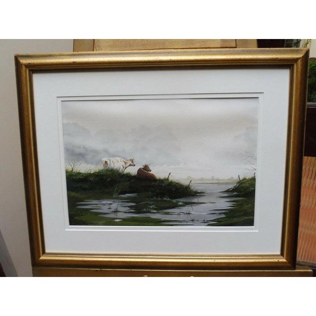 Martin Tanner, Cattle by the Lochside, 1987, Watercolour on Paper, Framed For Sale - Image 9 of 14