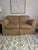 Beautiful traditional loveseat by Sherrill Furniture, upholstered in a soft neutral beige and taupe damask fabric. This...