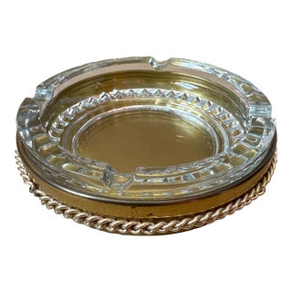 Mid 20th Century Ravenhead of England Brass and Glass Ashtray For Sale