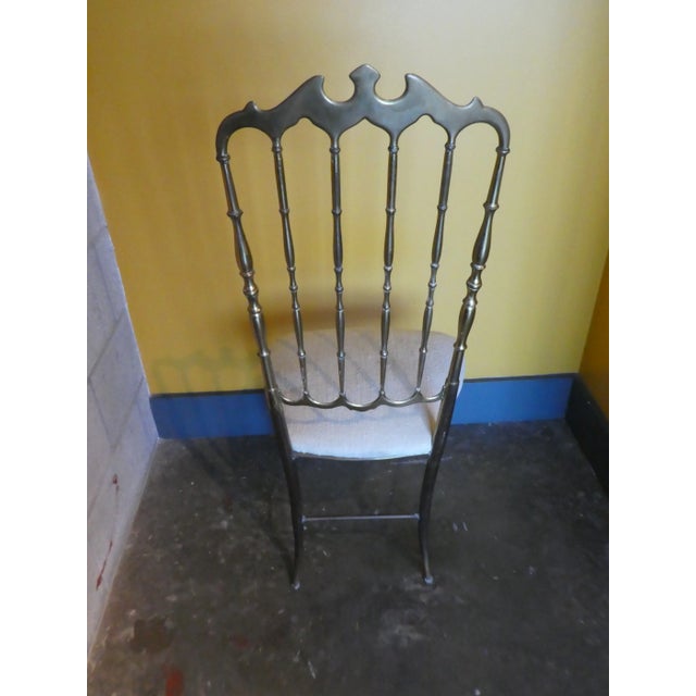 1960s Vintage Italian Chiavari Flared Leg Exaggerated Back Brass Side Chair For Sale - Image 11 of 12