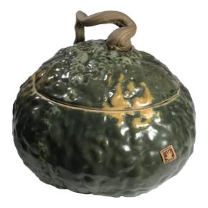 2000 Patricia Garrett Handmade American Pottery Kabocha Japanese Pumpkin Serving Bowl -With Lid