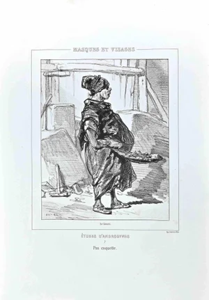Paul Gavarni, Pas Coquette, Original Lithograph, 1850s