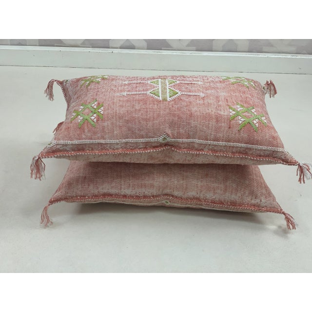 Pink Handmade Cactus Silk Pillow Covers - a Pair For Sale - Image 11 of 12