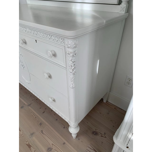 1910s Antique Sligh French Style Dresser W/ Gesso & Mirror For Sale - Image 5 of 16