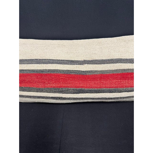 Contemporary Turkish Hemp Pillow Cushion Natural Beige Red Cushion Cover 14x45 For Sale - Image 3 of 4