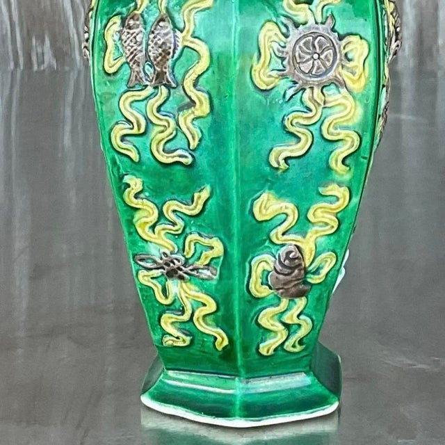 Vintage 1920s Asian Dragon Vase For Sale - Image 10 of 13