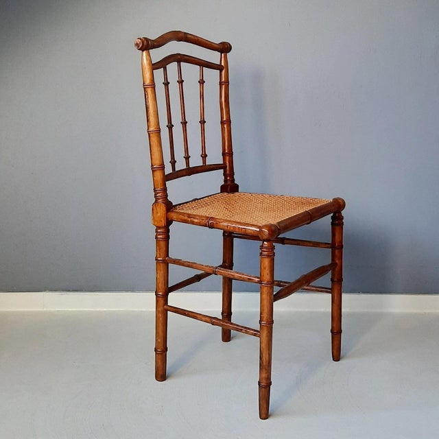 Side Chair in Rattan and Faux Bamboo, 1900s For Sale - Image 3 of 8