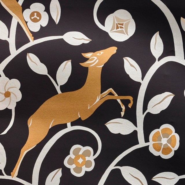 Not Yet Made - Made To Order Schumacher Les Gazelles Au Bois Vinyl Wallpaper in Noir , Sample For Sale - Image 5 of 5