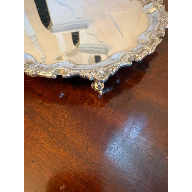 Antique Edwardian Silver-Plated Salver Tray, 1905 For Sale - Image 7 of 9