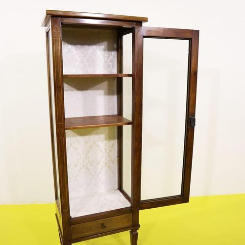 Wood Wooden Display Cabinet with Glass Inserts and Inlays For Sale - Image 7 of 16