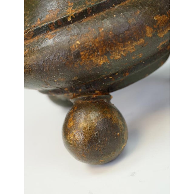 Brown French Painted Wood Altar Candlesticks, 1780, Set of 2 For Sale - Image 8 of 13