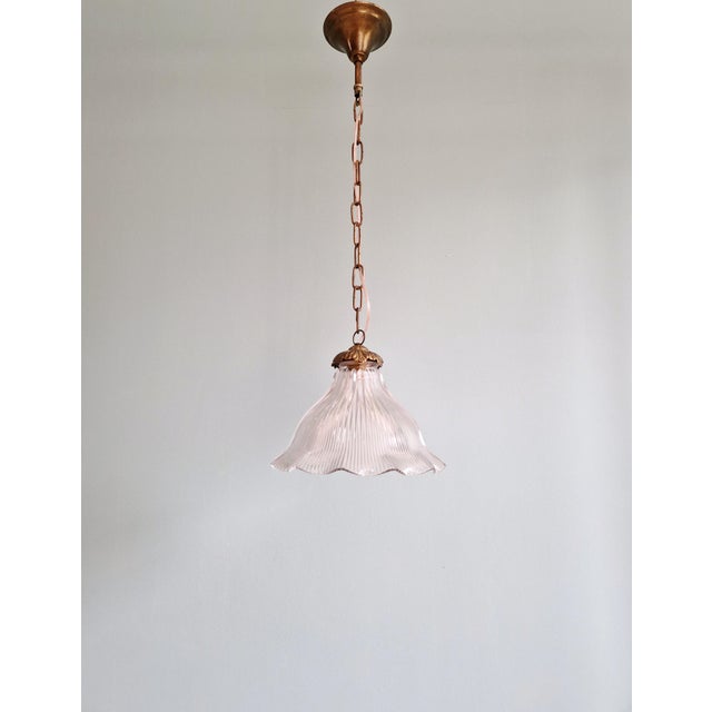 Pendant Light in Grooved Clear Glass from Holophane, 1930s For Sale - Image 9 of 14