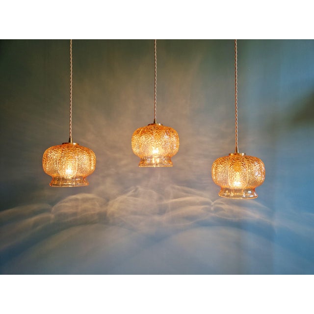 Vintage Amber Glass Pendant Light, 1960s-1970s For Sale - Image 4 of 18