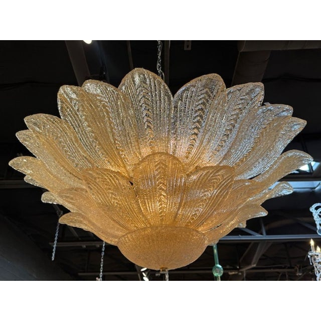 Early 21st Century Gold Murano Glass Leaf Form Flush Mount Chandelier For Sale - Image 5 of 6