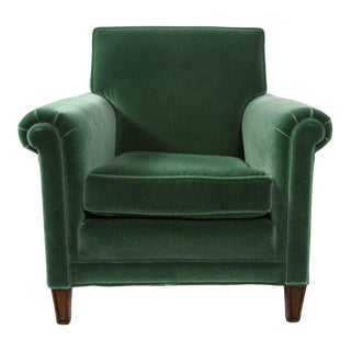 English 1930s Green Mohair Club Chair For Sale