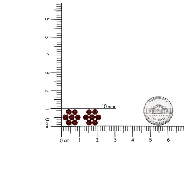 14K White Gold 1.0 Cttw Treated Red Diamond Prong Set 7 Stone Floral Stud Earrings (Treated Red Color, SI2-I1 Clarity) For Sale In New York - Image 6 of 6