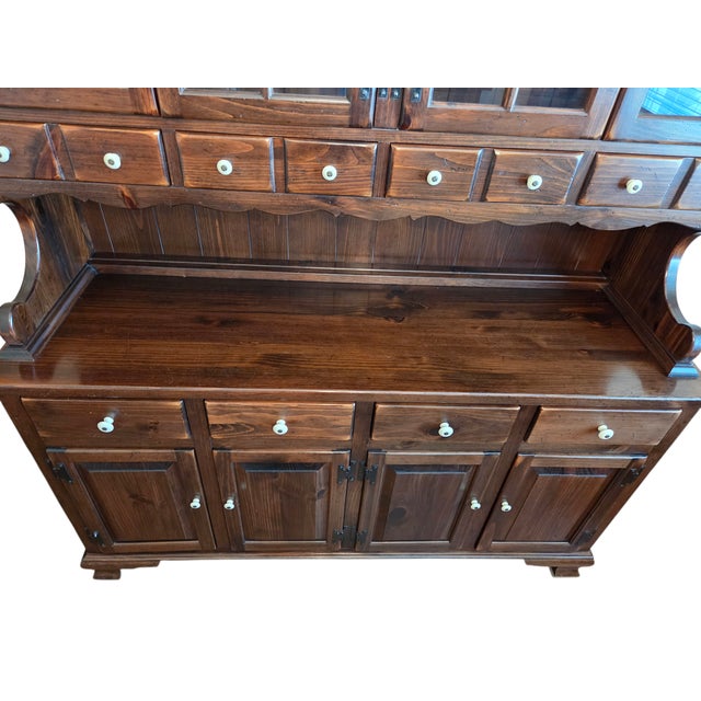 Brown Ethan Allen Old Tavern Pine Apothecary Cabinet Hutch Display Breakfront Shelf For Sale - Image 8 of 17