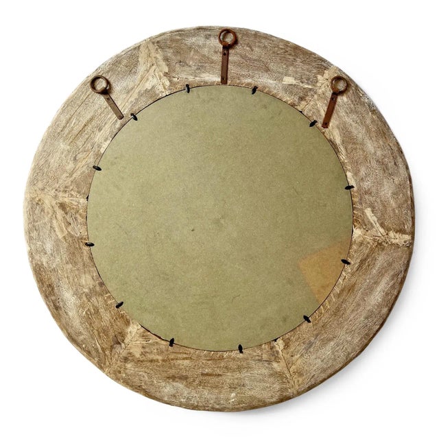 Late 20th Century Vintage Large Wood Wheel Mirror For Sale - Image 5 of 6