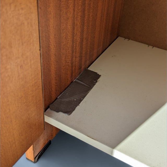 Brown Vintage Mid-Century Teak Laminate Two-Door Storage Cabinet For Sale - Image 8 of 13
