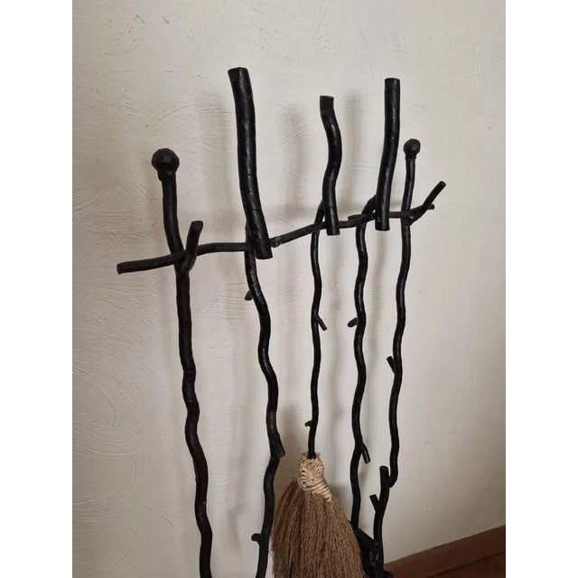 Arthur Umanoff 1980s Brutalist Post Modern Iron Fireplace Tools For Sale - Image 4 of 10