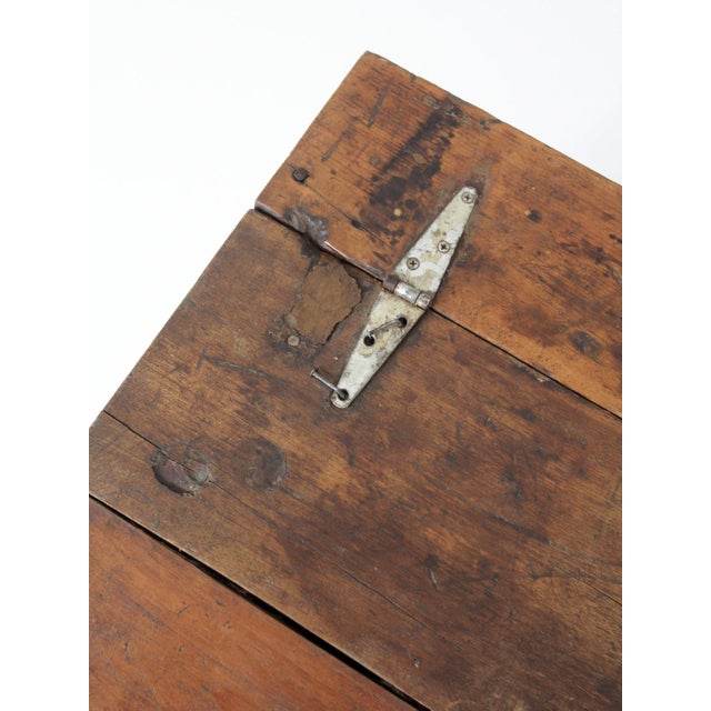 Wood Antique Primitive Wood Storage Chest For Sale - Image 7 of 18