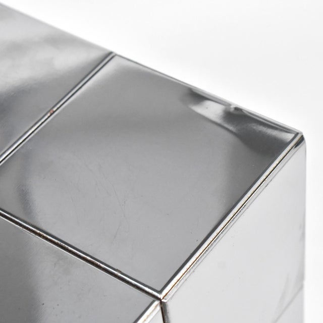 Metal Chrome Patchwork Pedestal in the Manner of Paul Evans For Sale - Image 7 of 9