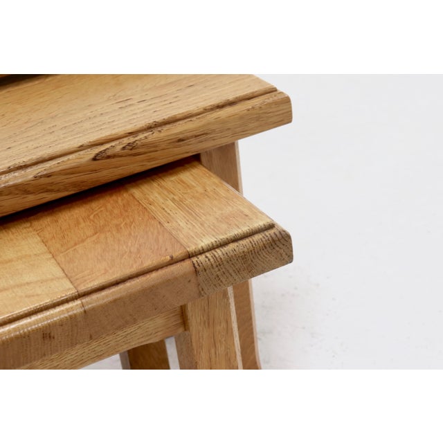 Brown Brutalist Blonde Oak Nesting Tables, 1960s, Set of 3 For Sale - Image 8 of 8