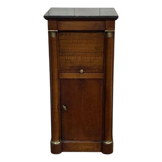 19th Century Empire Bedside Table in Cherry Wood and Black Marble For Sale