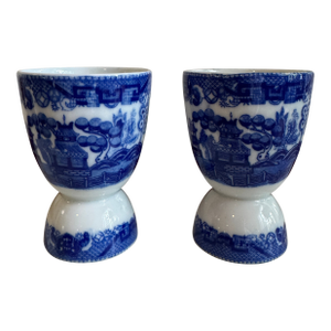 Vintage Japan Blue Willow Egg Cups - A Pair