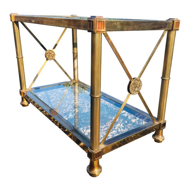 Mid Century Regency Style Solid Brass Side Table in the Manner of Mastercraft. For Sale