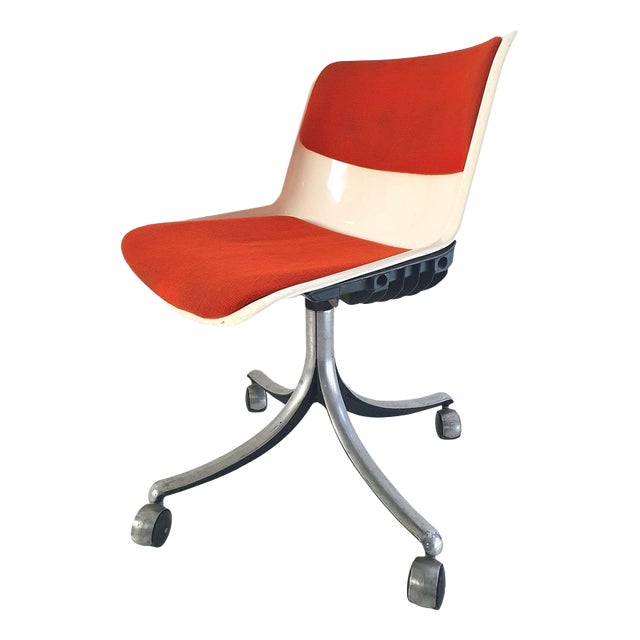 Modus Office Chair in Aluminum and Wool attributed to Osvaldo Borsani for Tecno, Italy, 1970s For Sale