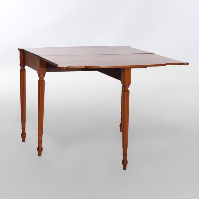 Wood Antique Sheraton Mahogany Banded & Inlaid Turret Top Card Table C1830 For Sale - Image 7 of 11