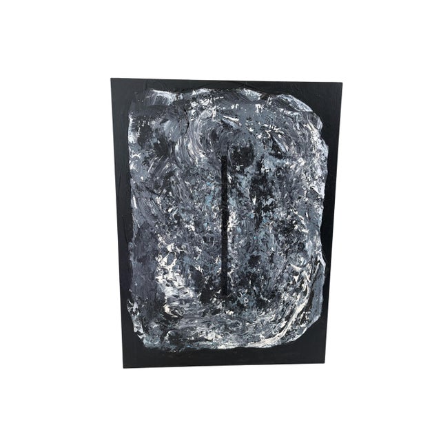 Hand-painted acrylic abstract on masonite, measuring 24" H × 18" W × 2.25" D. Signed by artist Yvonne Jean Rabie (YJR)....
