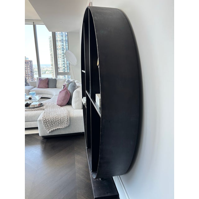 Arteriors Home Sculptural Circular Iron Bookcase & Display Shelf - Modern Industrial Statement Piece For Sale - Image 4 of 7