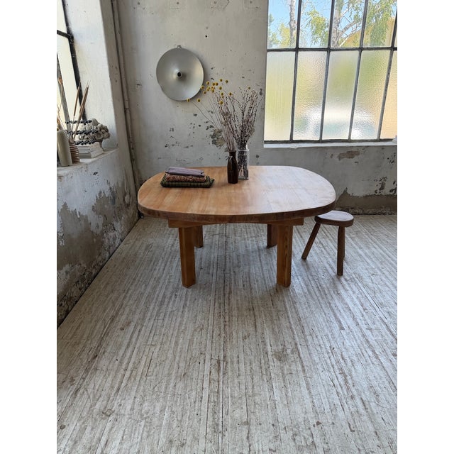 Constructivist Round Pine Table, 1950s For Sale - Image 6 of 18