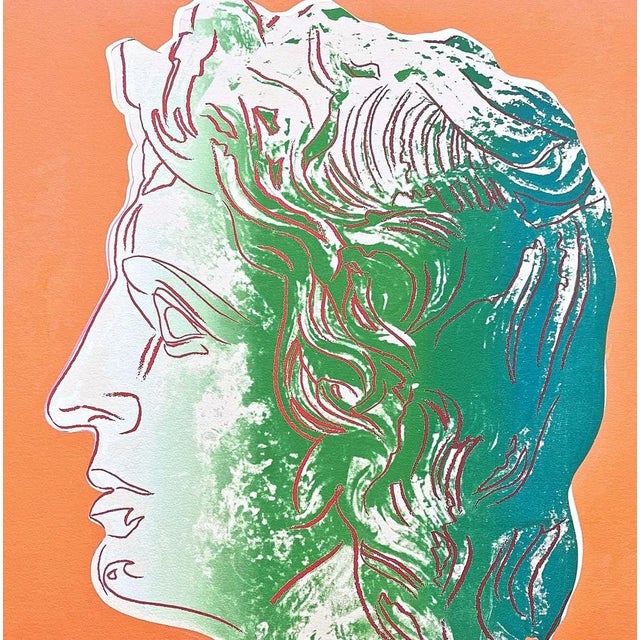 1986 Carnegie Museum of Art Andy Warhol "Alexander the Great orange" Lithograph Portrait signed numbered print, stamp...