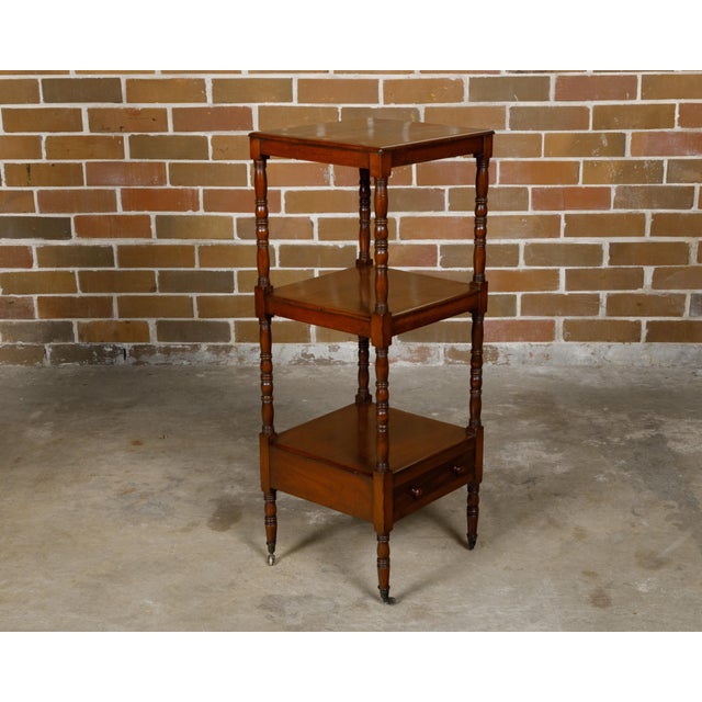 19th Century English 19th Century Three-Tiered Étagère with Low Drawer and Turned Supports For Sale - Image 5 of 12