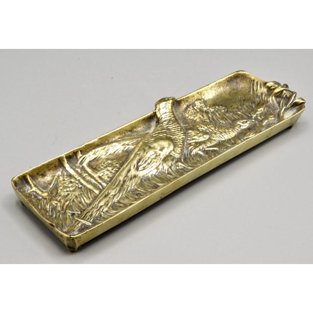 Bronze Antique French Gilded Bronze Pen Tray With Pheasants For Sale - Image 8 of 8