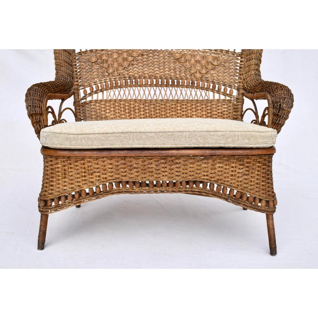 Antique Wicker Loveseat by Larkin & Co., Arts and Crafts Style, Usa For Sale - Image 11 of 13