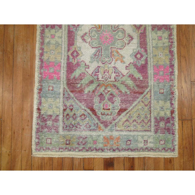 20th Century Zabihi Collection Lavender Turkish Scatter Size Rugs - A Pair - 2'9" x 4'8" For Sale - Image 4 of 8