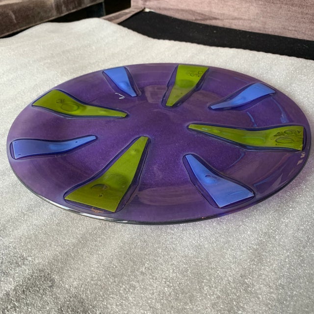Original Vintage Purple Higgins Art Glass Plate For Sale In Miami - Image 6 of 7