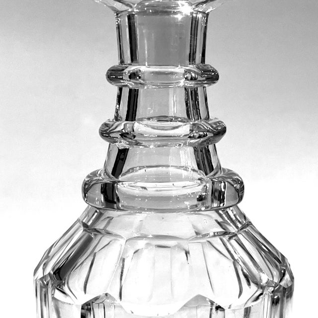 English Antique Georgian Style Lead Oval Cut Crystal Decanter For Sale - Image 3 of 9