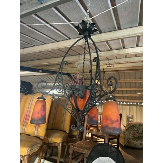 Chandelier from Muller Luneville, 1930s, in Very Good conditions. Designed 1920 to 1949 This piece has an attribution...