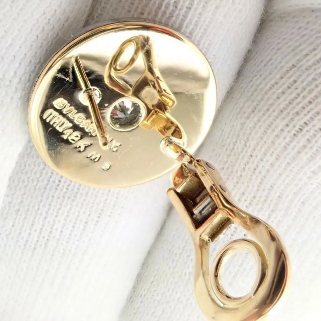 Bulgari 18k Yellow + White Gold Diamond Disc Earrings For Sale In Philadelphia - Image 6 of 9
