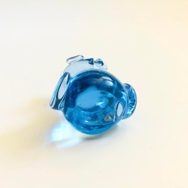 Glass Blue Art Glass Owl For Sale - Image 7 of 7
