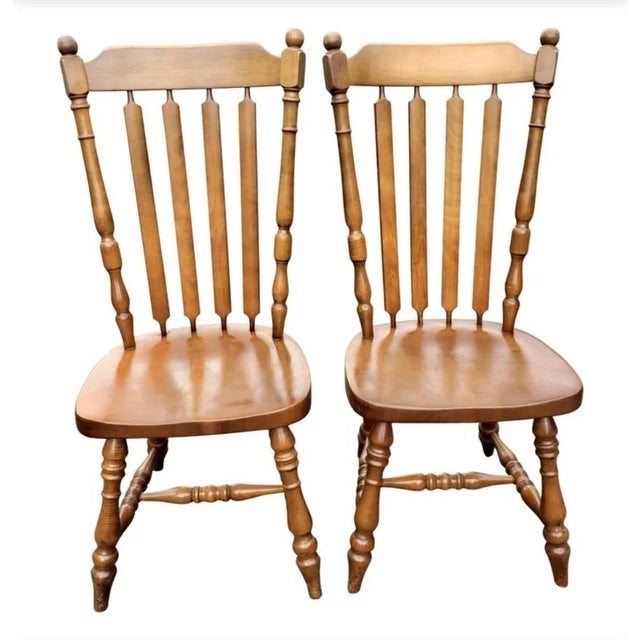 j.d.v. High Back Heavy Duty Solid Maple Country Dining Chairs, C 1970s - a Set For Sale - Image 9 of 11