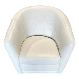 Natuzzi Giada Ivory Cream Leather Swivel Club Chair For Sale